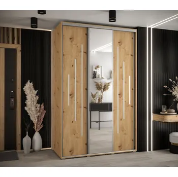 Šatní skříň Šatní skříň YVONA 13 - 160/60 cm, dub artisan / stříbrná