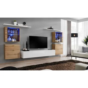 Obývací stěna Stěna do obývacího pokoje RIONATA 14 - dub wotan / bílá