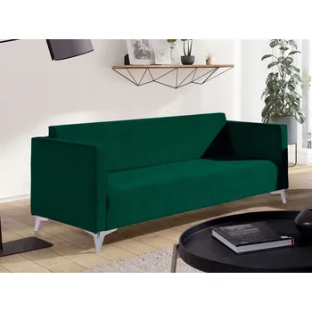 Pohovka Trojmístná pohovka SIMON - tmavě zelená / nožičky kovové