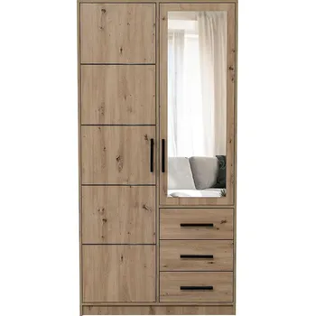 Šatní skříň Šatní skříň 100 NALINA se zrcadlem - dub artisan