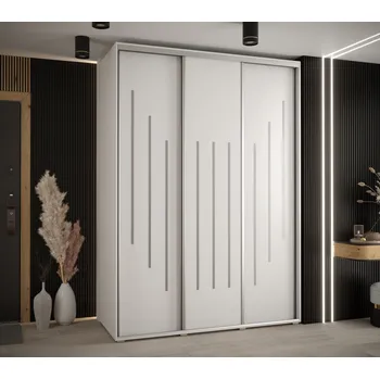 Šatní skříň Šatní skříň YVONA 8 - 180/60 cm, bílá / stříbrná