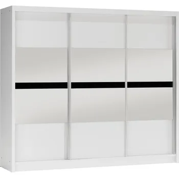 Šatní skříň Šatní skříň 250 JANETTA se zrcadlem - bílá / černé sklo