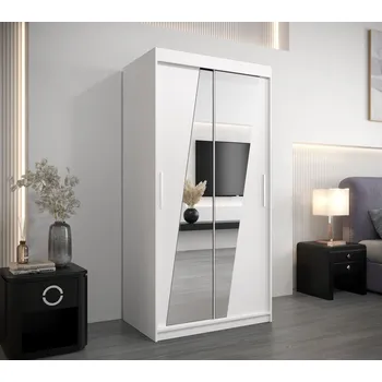 Šatní skříň Šatní skříň se zrcadly ERIKA - šířka 100 cm, bílá