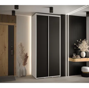 Šatní skříň Šatní skříň ASIRI 1 - 120/60 cm, bílá / černá / stříbrná