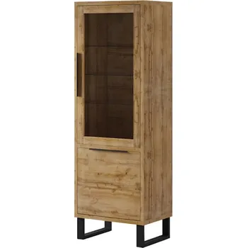 Policová skříň Minimalistická dvoudveřová vitrína GEJFUN, dub Wotan