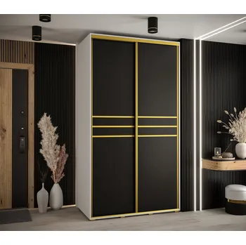 Šatní skříň Šatní skříň YVONA 10 - 140/60 cm, bílá / černá / zlatá