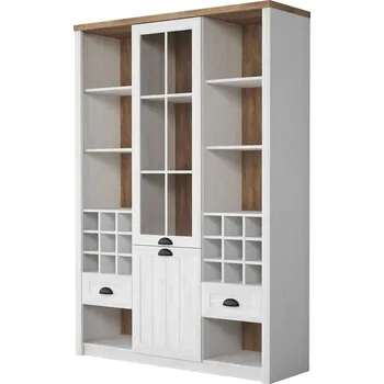 Příborník do zásuvky Kredenc do jídelny s LED osvětlením ALZEY - borovice andersen / dub lefkas tmavý