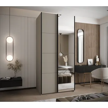 Šatní skříň Dvoudveřová skříň SAMARA 3 - 120 cm, kašmír / černá