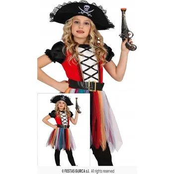 Karnevalový kostým KOSTÝM MALÁ DUHOVÁ PIRÁTKA KORZÁR LOUPEŽNICE HALLOWEEN KARNEVAL 104