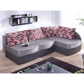 Sedací souprava Rozkládací sedačka s úložným prostorem WABASH - šedá / vzorovaná, pravý roh