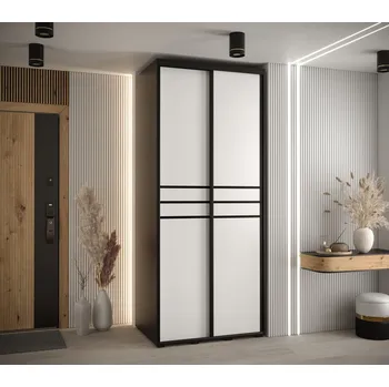 Šatní skříň Šatní skříň YVONA 10 - 120/60 cm, černá / bílá / černá