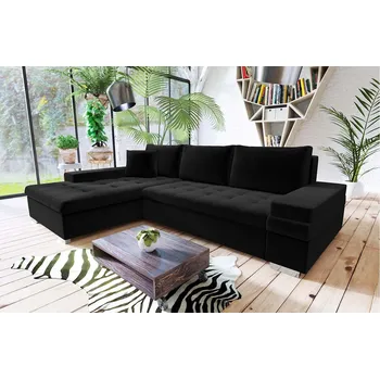 Sedací souprava Rohová rozkládací sedačka ZELMA MINI - černá