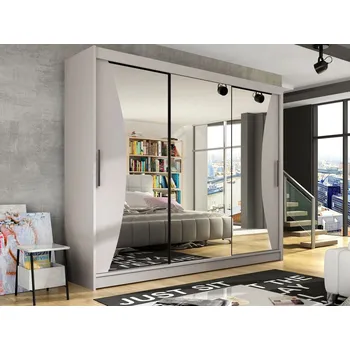 Šatní skříň Vysoká zrcadlová šatní skříň 250 cm HORTENSIA 8 - kašmír