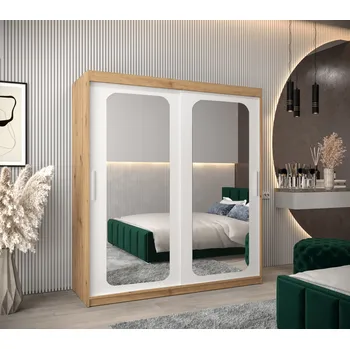 Šatní skříň Zrcadlová skříň DONICELA 2 - 180 cm, artisan / bílá