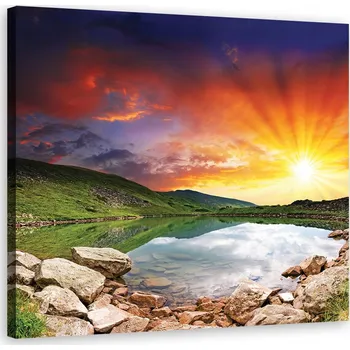 Obraz OBRAZ NA PLÁTNĚ Hory Jezero Slunce