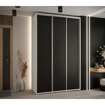 Šatní skříň Šatní skříň ASIRI 1 - 150/60 cm, bílá / černá / stříbrná