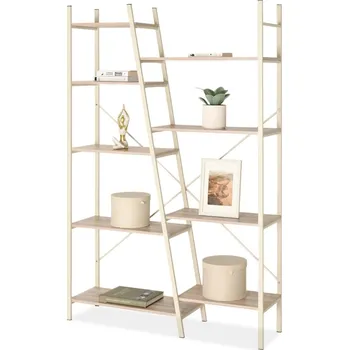 regál Vysoký policový regál MIHAS - krémový / béžový jasan