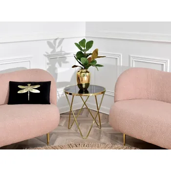 Toaletní stolek Designový odkládací stolek RAMAL - černý mramor / zlatý