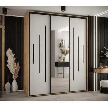 Šatní skříň Šatní skříň YVONA 13 - 200/60 cm, dub artisan / bílá / černá