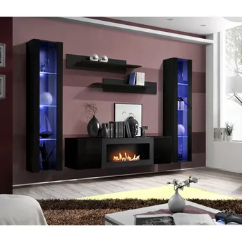 Obývací stěna Obývací stěna s biokrbem FREYA 2 - černá