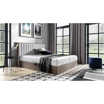 Postel Kontinentální postel 180x200 CHANTELLE 4 - tmavý dub / světle šedá 1 + topper ZDARMA