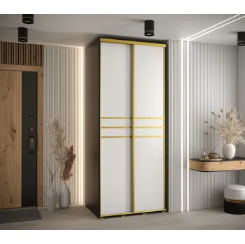 Šatní skříň Šatní skříň YVONA 10 - 100/60 cm, černá / bílá / zlatá