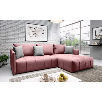 Sedací souprava Elegantní rohová sedačka ALBERTINA - růžová / šedá