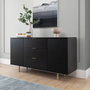 Komoda Široká komoda STELLA - černá / zlatá