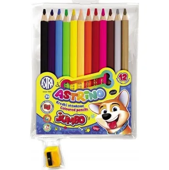 Pastelka Astra Pastelky Astrino Jumbo silné pastelky v tužce, 12 barev + ořezávátko