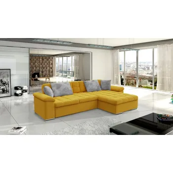 Sedací souprava Rohová sedací souprava DELFINA - žlutá / šedá, pravý roh