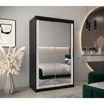 Šatní skříň Skříň s posuvnými dveřmi v šířce 120 cm TIMEA 3 - černá / bílá