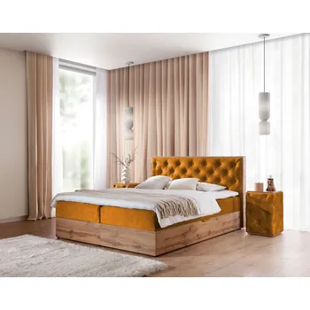 Postel Kontinentální postel 180x200 CHANTELLE 10 - dub wotan / medová + topper ZDARMA