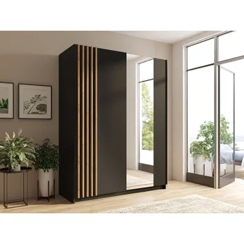 Šatní skříň Šatní skříň se zrcadlem 151 cm YUMBO - dub artisan / černá