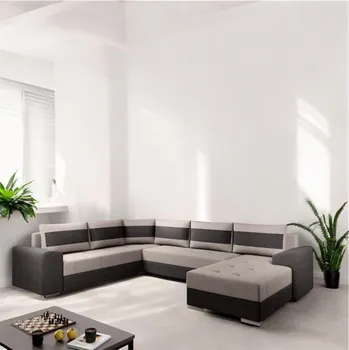 Sedací souprava Rohová rozkládací sedací souprava GEVANA 1 - světle šedá / hnědá