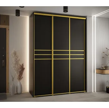 Šatní skříň Šatní skříň YVONA 10 - 170/45 cm, černá / zlatá