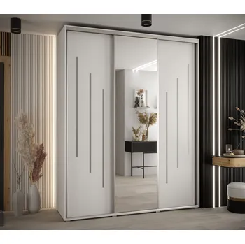 Šatní skříň Šatní skříň YVONA 9 - 200/45 cm, bílá / stříbrná