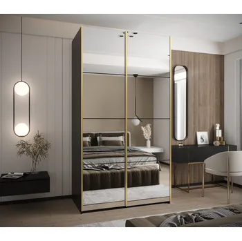 Šatní skříň Dvoudveřová skříň SAMARA 2 - 130 cm, černá / zlatá