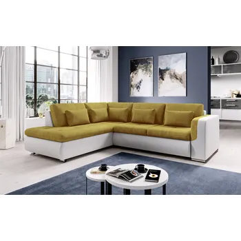 Sedací souprava Rohová sedací souprava DAFNI - bílá / hořčicová, levý roh