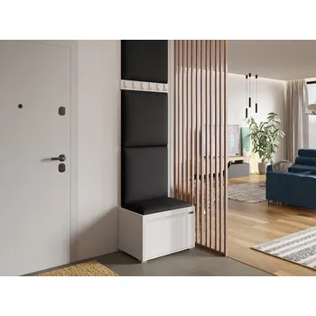 Předsíňová stěna Předsíňová stěna s nástěnnými čalouněnými panely CLENZE 4 - bílá / černá ekokůže