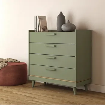 Komoda Šuplíková komoda ARWEN - zelená / dub