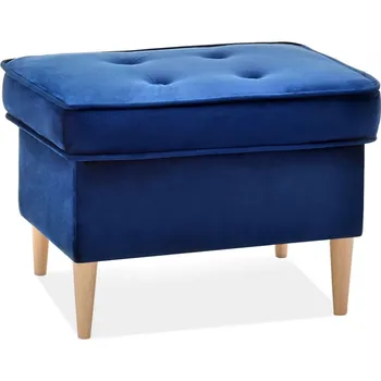 Taburet Čalouněný taburet DENIZ - tmavě modrý / buk