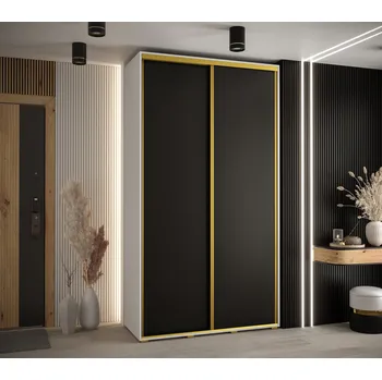 Šatní skříň Šatní skříň ASIRI 1 - 140/60 cm, bílá / černá / zlatá