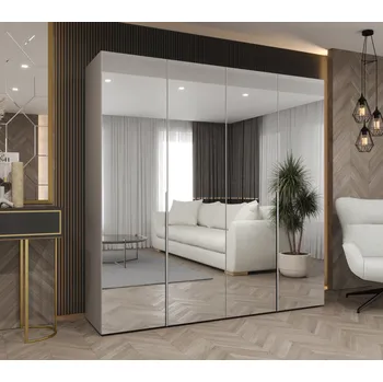 Šatní skříň Zrcadlová šatní skříň 200 cm BUGRA - kašmírová