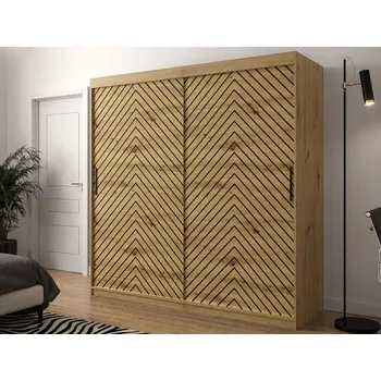 Šatní skříň VENETI ORIOT 200 cm Dub artisan / černá