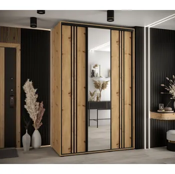 Šatní skříň Šatní skříň YVONA 7 - 160/60 cm, dub artisan / černá