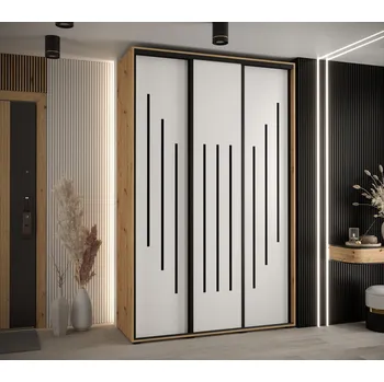 Šatní skříň Šatní skříň ASIRI 8 - 150/60 cm, dub artisan / bílá / černá