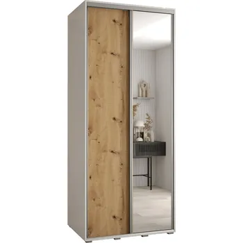 Šatní skříň Šatní skříň ASIRI 3 - 100/60 cm, bílá / dub artisan / stříbrná