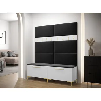 Předsíňová stěna Stěna do předsíně s čalouněnými panely ANDORA 2 - bílá / černá