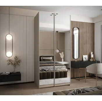 Šatní skříň VENETI SAMARA 2 - 110 cm kašmír / stříbrná