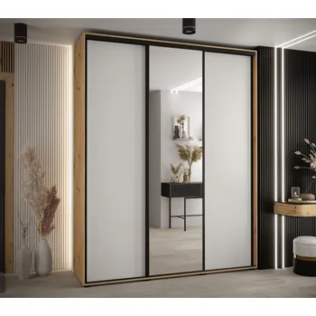 Šatní skříň Šatní skříň YVONA 3 - 190/45 cm, dub artisan / bílá / černá